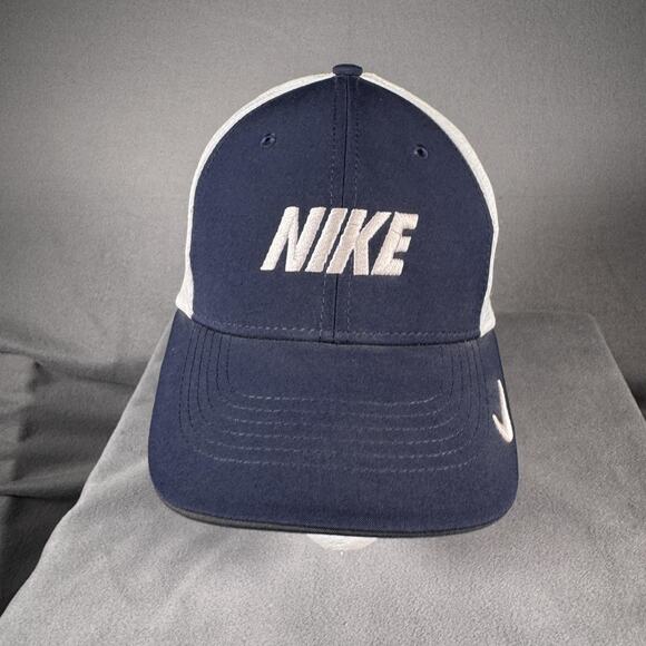 Nike Hat Cap Fitted Mens M/L Blue White Legacy91 Dri-FIT Mesh Trucker AO9293-451 - Picture 2 of 11